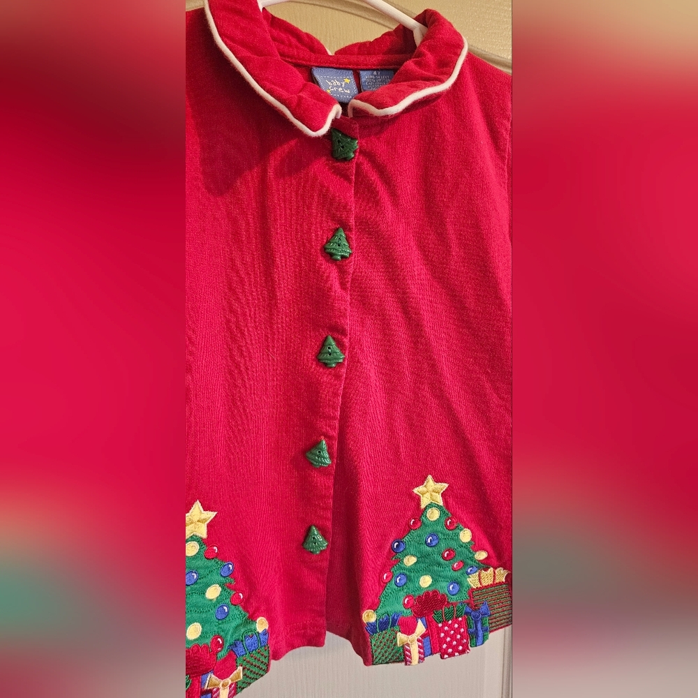 Baby Crew 4T Adorable Christmas Dress With Christmas Tree Buttons - Picture 2 of 4